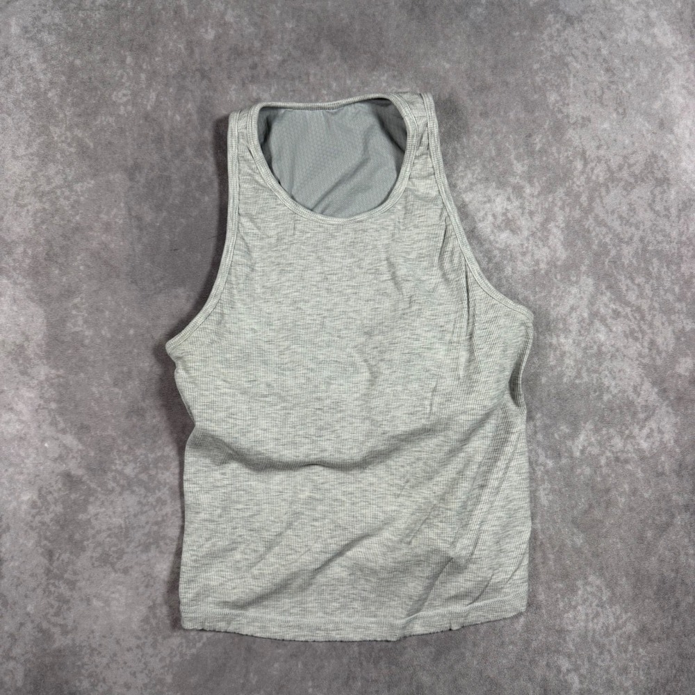 Vuori Pose Plyo Ribbed Crop Tank Top Heather Grey VW1009 Womens Small Athletic